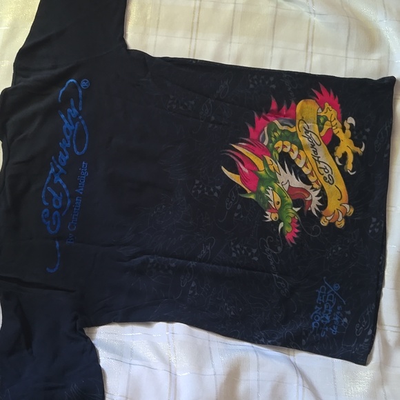 Ed Hardy Black and Pink Skull Long Sleeve Tee - Picture 14 of 15